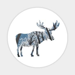 Moose White Forest Magnet